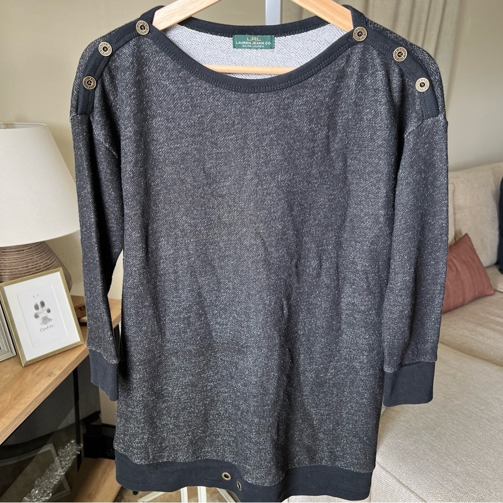 Lauren Jeans Co Ralph Lauren Women’s Black Pullover 3/4 Sleeve Sweater Size L - Picture 2 of 13